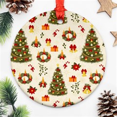 Christmas Pattern, Pattern, Christmas, Trees Round Ornament (two Sides)