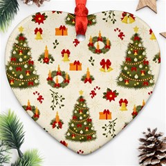 Christmas Pattern, Pattern, Christmas, Trees Heart Ornament (two Sides)