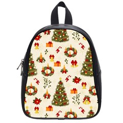 Christmas Pattern, Pattern, Christmas, Trees School Bag (Small)