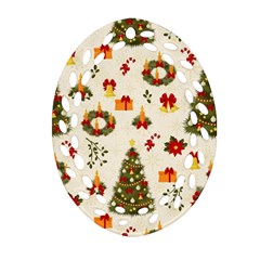 Christmas Pattern, Pattern, Christmas, Trees Oval Filigree Ornament (Two Sides)