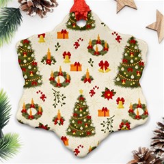 Christmas Pattern, Pattern, Christmas, Trees Snowflake Ornament (two Sides)