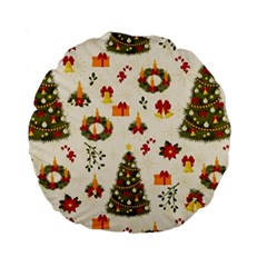 Christmas Pattern, Pattern, Christmas, Trees Standard 15  Premium Round Cushions