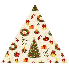 Christmas Pattern, Pattern, Christmas, Trees Wooden Puzzle Triangle by kyorashop23