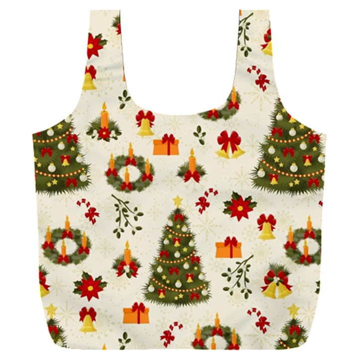 Christmas Pattern, Pattern, Christmas, Trees Full Print Recycle Bag (XXXL)