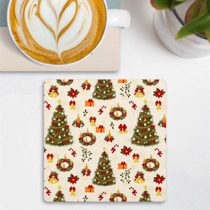 Christmas Pattern, Pattern, Christmas, Trees UV Print Square Tile Coaster 