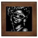 Afro Beauty Woman Portrait (AI+Human) Framed Tile Front