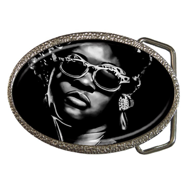 Afro Beauty Woman Portrait (AI+Human) Belt Buckles