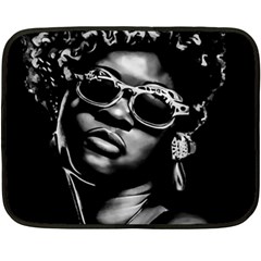 Afro Beauty Woman Portrait (ai+human) Two Sides Fleece Blanket (mini)