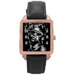 Afro Beauty Woman Portrait (AI+Human) Rose Gold Leather Watch  Front