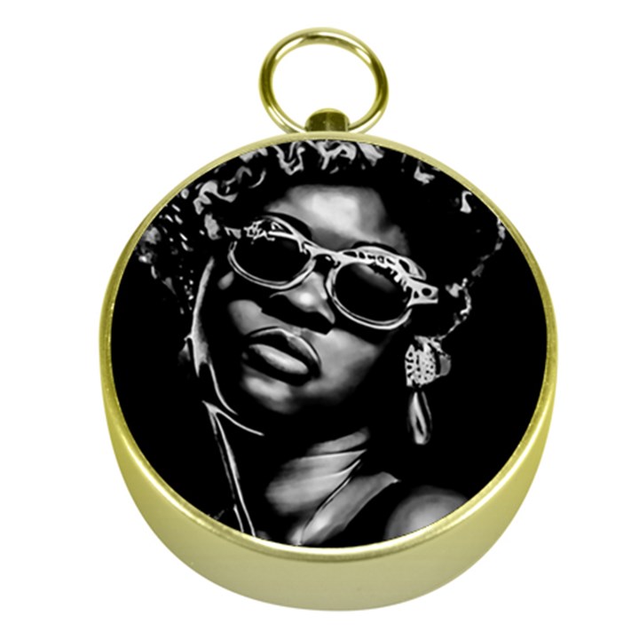 Afro Beauty Woman Portrait (AI+Human) Gold Compasses