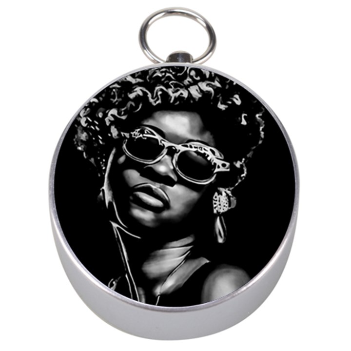 Afro Beauty Woman Portrait (AI+Human) Silver Compasses