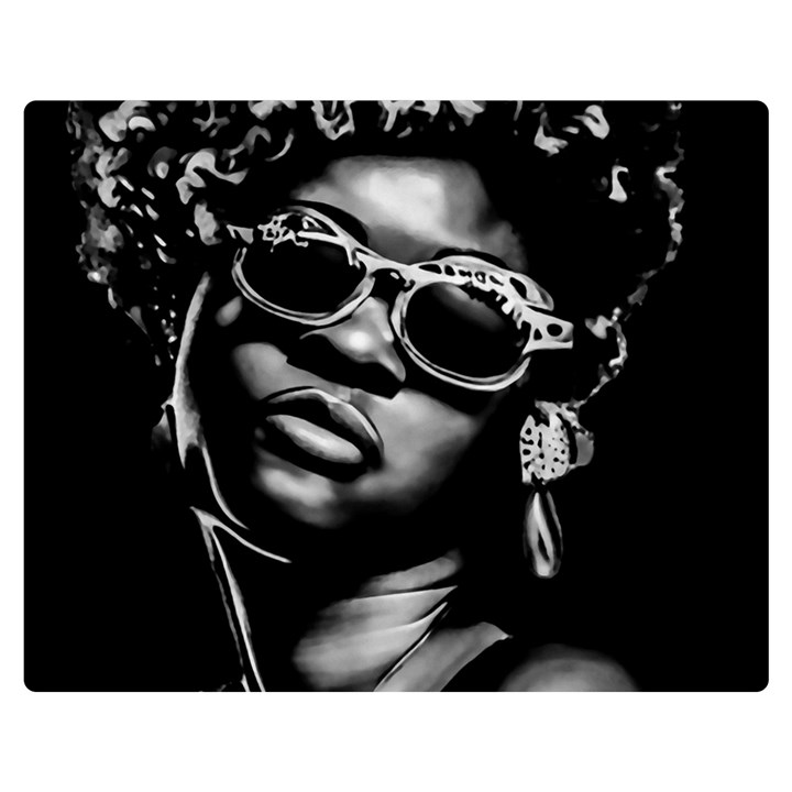 Afro Beauty Woman Portrait (AI+Human) Two Sides Premium Plush Fleece Blanket (Teen Size)