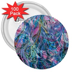 Saturday Straight Blue  3  Buttons (100 Pack)  by kaleidomarblingart