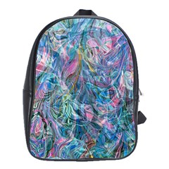 Saturday Straight Blue  School Bag (large) by kaleidomarblingart