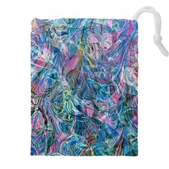 Saturday Straight Blue  Drawstring Pouch (4xl) by kaleidomarblingart