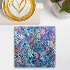 Saturday Straight Blue  Uv Print Square Tile Coaster  by kaleidomarblingart