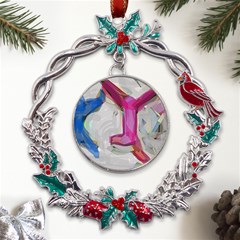 900 Luciano 897116 60697 V1 V1 Metal X mas Wreath Holly Leaf Ornament