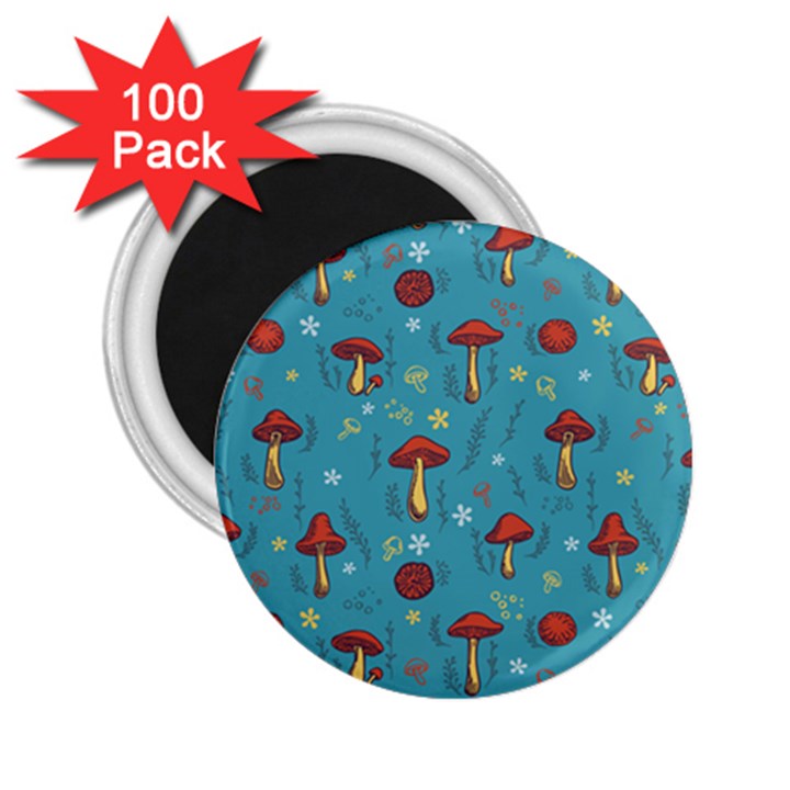 Whimsical Mushroom pattern 2.25  Magnets (100 pack) 