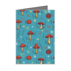 Whimsical Mushroom Pattern Mini Greeting Card by Drawde