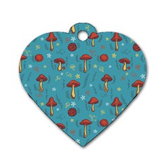 Whimsical Mushroom Pattern Dog Tag Heart (one Side) by Drawde