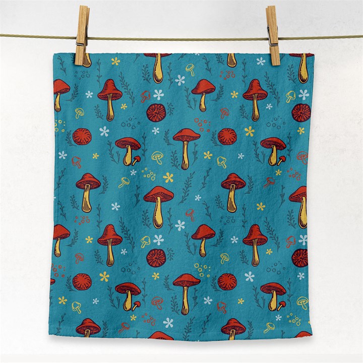 Whimsical Mushroom pattern Face Towel