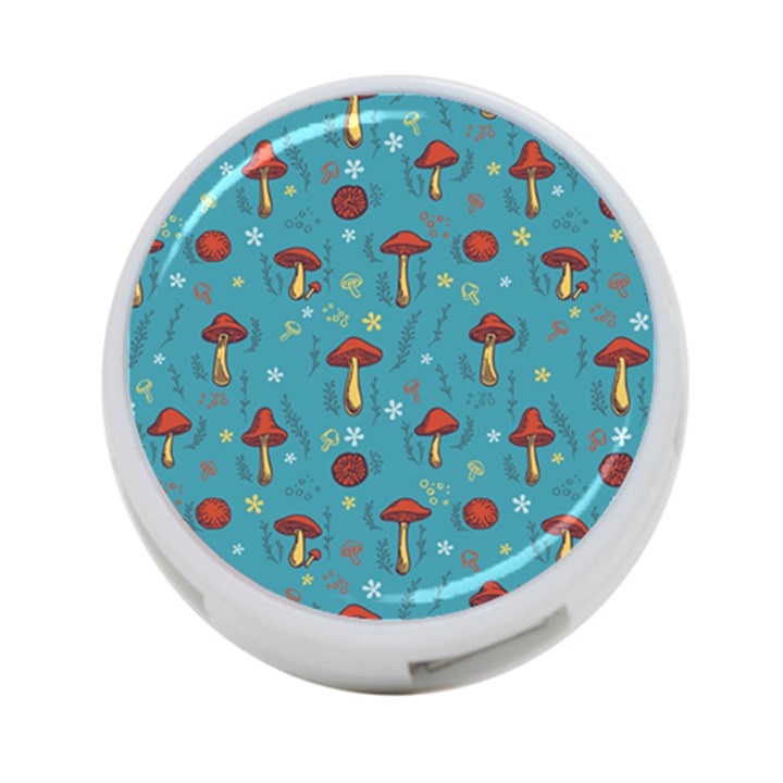 Whimsical Mushroom pattern 4-Port USB Hub (Two Sides)