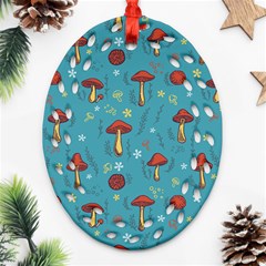 Whimsical Mushroom Pattern Ornament (oval Filigree)