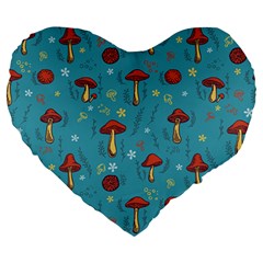 Whimsical Mushroom Pattern Large 19  Premium Heart Shape Cushions by Drawde