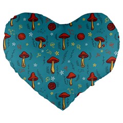 Whimsical Mushroom Pattern Large 19  Premium Flano Heart Shape Cushions by Drawde