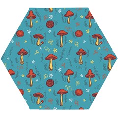 Whimsical Mushroom Pattern Wooden Puzzle Hexagon by Drawde