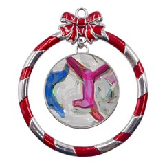 900 Luciano 897116 60697 V1 V1 Metal Red Ribbon Round Ornament