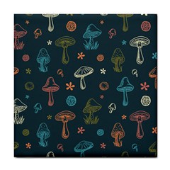 Whimsical Mushrooms pattern Tile Coaster