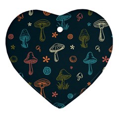 Whimsical Mushrooms pattern Ornament (Heart)