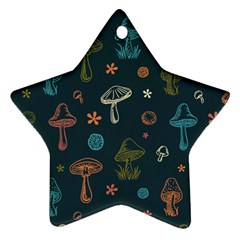 Whimsical Mushrooms pattern Ornament (Star)