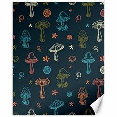 Whimsical Mushrooms pattern Canvas 11  x 14 