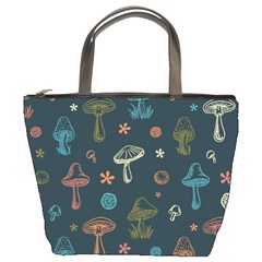 Whimsical Mushrooms Pattern Bucket Bag by Drawde