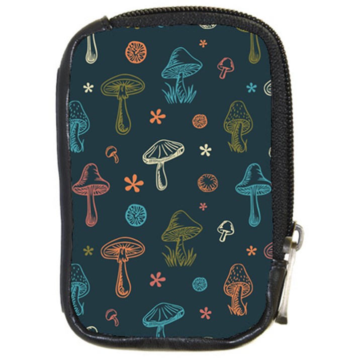 Whimsical Mushrooms pattern Compact Camera Leather Case