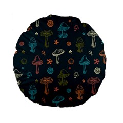 Whimsical Mushrooms Pattern Standard 15  Premium Flano Round Cushions by Drawde