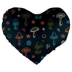 Whimsical Mushrooms Pattern Large 19  Premium Flano Heart Shape Cushions by Drawde