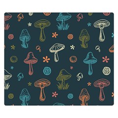 Whimsical Mushrooms pattern Two Sides Premium Plush Fleece Blanket (Kids Size)