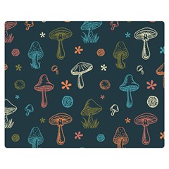 Whimsical Mushrooms pattern Two Sides Premium Plush Fleece Blanket (Teen Size)