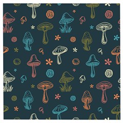 Whimsical Mushrooms pattern Wooden Puzzle Square