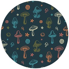 Whimsical Mushrooms pattern Wooden Puzzle Round