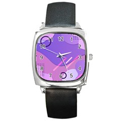 Colorful Labstract Wallpaper Theme Square Metal Watch