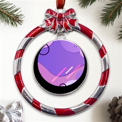 Colorful Labstract Wallpaper Theme Metal Red Ribbon Round Ornament by Apen