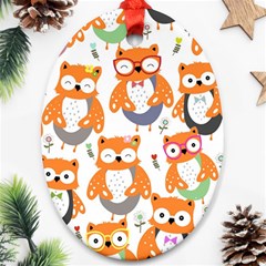 Cute Colorful Owl Cartoon Seamless Pattern Ornament (oval)