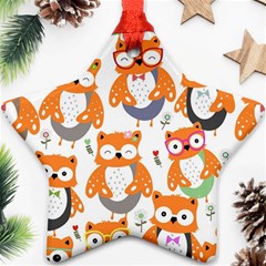 Cute Colorful Owl Cartoon Seamless Pattern Ornament (star)