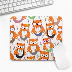 Cute Colorful Owl Cartoon Seamless Pattern Large Mousepad by Apen