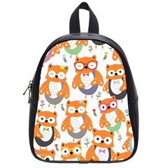 Cute Colorful Owl Cartoon Seamless Pattern School Bag (small) by Apen