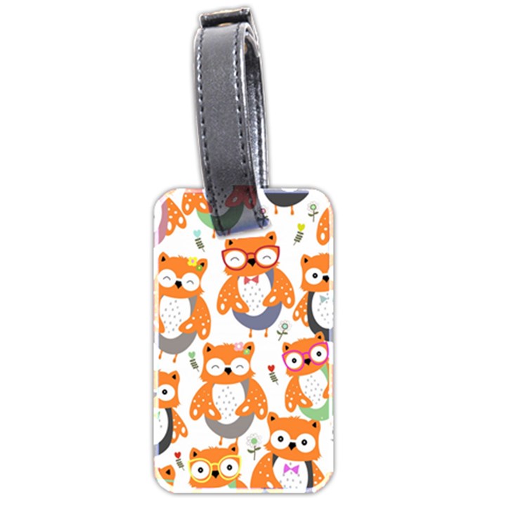 Cute Colorful Owl Cartoon Seamless Pattern Luggage Tag (two sides)